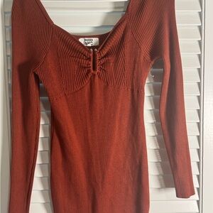 Madden Girl Rust Long Sleeve Dress